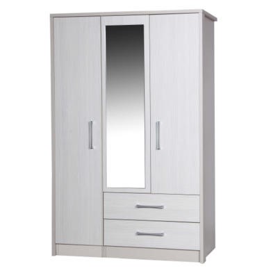 One Call Furniture Avola Premium 3 Door Combi with Mirror in Cream with White One Call Furniture Avola Premium 3 Door Combi with Mirror in Cream with White
